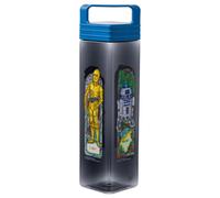 Bouteille d'eau carr e en plastique Silver Buffalo Star Wars avec R2-D2 C3PO Chewbacca et Yoda avec couvercle 25 onces