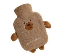 Bouteille d'eau chaude anti-fuite de 1 l, paquet doux de dessins animés avec peluche Idéal pour les jambes, les mains, les épaules, le cou, le dos, les voyages, l'école,
