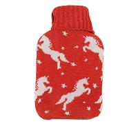 Bouteille d'eau chaude avec couvercle en tricot doux 2000 ml de grande capacité en caoutchouc de soulagement de la douleur isolée Sac à eau chaude pour la chaleur d'hiver de (Cheval)