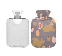 Bouteille d'eau chaude avec housse souple pour lit, crampes menstruelles, douleurs musculaires, bolsa de calor para Dolor Menstrual Jaune et marron 2 l