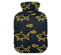 Bouteille d'eau chaude avec housse souple pour thérapie par le chaud et le froid, les douleurs musculaires, les douleurs musculaires, les animaux en colère, jaune et noir