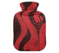Bouteille d'eau chaude de Saint-Valentin avec housse douce, texture peau de serpent, texture peau de serpent, bouteille d'eau chaude de 1 L pour lit pour crampes menstruelles