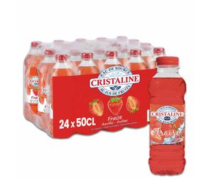 Bouteille d'eau Cristaline Jus de Fraise 50cl - Pack de 24 bouteilles