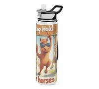 Bouteille d'eau de 887 ml Hold Your Horses avec sangle de transport en Tritan sans BPA, anti-fuite, non toxique, avec poignée, pour voiture, tasse de sport, salle de sport pliable