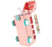 Bouteille d'eau de Bus 1pc pour Les Enfants avec Couvercle et Paille 500 ML Bouteille d'eau Mignonne à Peuple avec Une Sangle détachable et réglable pour la Sortie, l'école, Les Voyages.