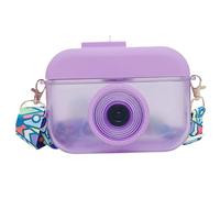 Bouteille d'eau de caméra, 13,5 oz de bouteilles d'eau de caméra créatives avec bandoulière réglable et paille, bouteille d'eau mignonne à l'épreuve des fuites pour les sports de camping scolaire (vi