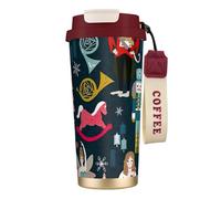 Bouteille d'eau de danse casse-noisette avec couvercle à paille en acier inoxydable à large goulot isolé anti-fuite pour femme Rouge