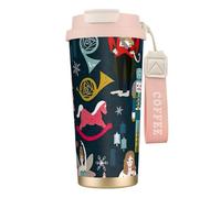 Bouteille d'eau de danse de Noël Casse-Noisette avec couvercle à paille en acier inoxydable à large goulot isolé anti-fuite pour femme Rose