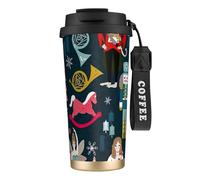 Bouteille d'eau de danse de Noël Casse-Noisette avec couvercle à paille en acier inoxydable Large ouverture isolée anti-fuite pour femme Noir
