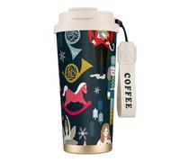 Bouteille d'eau de danse de Noël Casse-Noisette avec couvercle à paille en acier inoxydable Large ouverture isolée Anti-fuite pour femme Blanc