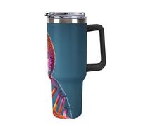 Bouteille d'eau de grande capacité de 1180 ml avec chaîne ADN - Double paroi isolée sous vide - Anti-fuite - Avec poignée et paille
