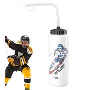 Bouteille d'eau de hockey - bouteille de pression à l'épreuve des fuites, astuce classique | Bouteille de sport réutilisable avec couvercle twist-on et longue paille, corps pour la boxe, le ca