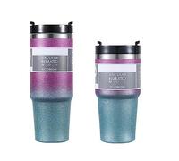 Bouteille d'eau de sport anti-fuite, peinture diamant, 68 ml, double paroi, en acier inoxydable, isolation thermique, tasse de café froid, peinture ordinaire, bleu, 590 ml