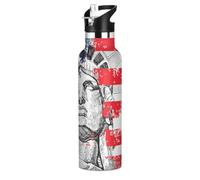 Bouteille d'eau de sport anti-fuite sans BPA avec paille et isolation à double paroi pour voyage, camping, sport - 4 juillet