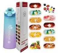 Bouteille d'eau de sport de 700 ml avec capsules en 10 saveurs, le matériau tritan n'a pas peur des températures élevées, et la saveur naturelle des fruits extraite rend l'eau potable sûre et