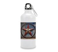 Bouteille d'eau de sport en aluminium blanc de 600 ml, motif étoile américaine du Texas, réutilisable, étanche, portable, isotherme avec mousqueton pour vélo, camping, voyage