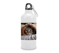 Bouteille d'eau de sport en aluminium de 600 ml avec motif chat sous couverture, grande capacité, bouteille d'eau de voyage, anti-fuite, gobelet isotherme pour gym, fitness, cyclisme, randonnée,