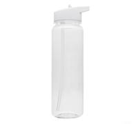 Bouteille d'eau de sport en polyester de 750 ml avec couvercle à paille et bouton pression sécurisé pour randonnée, camping et fitness (blanc)