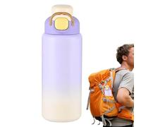 Bouteille d'eau de sport isolée, poignée de bouteille d'eau en paille,Bouteille d'eau avec couvercle à ouverture pop-up et poignée - Bouteilles d'eau froide et chaude étanches de grande capacité pour