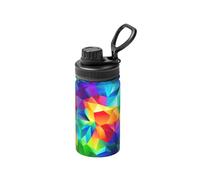 Bouteille d'eau de sport isotherme en acier inoxydable avec imprimé géométrique arc-en-ciel pour garder le froid au chaud pour le sport