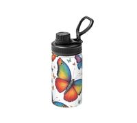 Bouteille d'eau de sport isotherme en acier inoxydable avec imprimé papillon arc-en-ciel pour garder le froid au chaud pour le sport