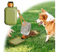 Bouteille d'eau de voyage 2 en 1 pour chien avec bouteilles d'eau de 460 ml et bol à nourriture, bouteilles pour chiens et chats (vert, taille unique)