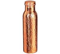 Bouteille d'eau de voyage en cuivre 100 % pur - Sans joint - Anti-fuite - Avantages ayurvédiques pour la santé - Bouteille élégante en cuivre de 900 ml (Design 01)