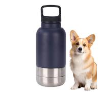 Bouteille d'eau de voyage pour chiens - Bouteille d'eau anti-fuite en acier inoxydable de 1520 ml avec bol amovible pour voyage, randonnée, cam