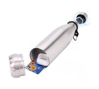 Bouteille d'eau en acier inoxydable avec compartiment de rangement caché, argenté, 750 ml, isotherme, contrôle de la température, 61 x 20 x 8 cm