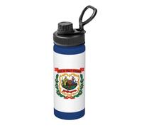 Bouteille d'eau en acier inoxydable avec drapeau de la Virginie occidentale - 532 ml - Tasse isotherme durable pour la course, la randonnée, le cyclisme et l'alpinisme