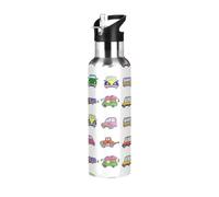 Bouteille d'eau en acier inoxydable avec motif de véhicules mignons - 946 ml - Bouteille d'eau étanche - Sans BPA - Bouteille d'eau de sport isolée