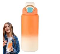 Bouteille d'eau en acier inoxydable avec paille isolée et portable de 650 ml | Pour homme, femme, garçon, fille, école, gym, café, sport, voyage, air