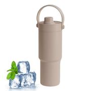 Bouteille d'eau en acier inoxydable avec paille - Tasse de voyage de 24,86 oz avec paille | Tasse à paille isotherme | Chaudière sous vide avec doublure en céramique anti-fuite pour café lait de soja