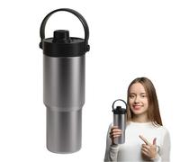 Bouteille d'eau en acier inoxydable avec paille - Tasse de voyage de 24,86 oz avec paille | Tasse à paille isotherme | Chaudière sous vide avec doublure en céramique anti-fuite pour café lait de soja