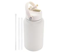 Bouteille d'eau en acier inoxydable - Bouteille isotherme avec paille, bouteille d'eau avec couvercle à poignée de transport, accessoire d'hydratation pour intérieur et extérieur