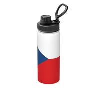 Bouteille d'eau en acier inoxydable imprimée drapeau de la République tchèque - 532 ml - Tasse isotherme durable pour la course, la randonnée, le cyclisme et l'alpinisme