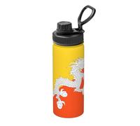 Bouteille d'eau en acier inoxydable imprimée drapeau du Royaume du Bhoutan - 532 ml - Tasse isotherme durable pour la course, la randonnée, le cyclisme et l'alpinisme
