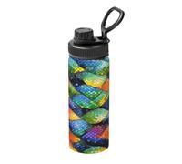 Bouteille d'eau en acier inoxydable imprimée écailles de poisson arc-en-ciel - 532 ml - Tasse isotherme durable pour la course, la randonnée, le cyclisme et l'alpinisme
