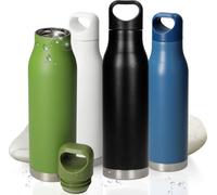 Bouteille d'eau en acier inoxydable 'Orlando' - Bouteille sous vide anti-fuite - Bouteille isolante adaptée au gaz carbonique - Contenance 480ml - Bouteille sans BPA pour les déplacements - noir