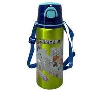 Bouteille d'eau en aluminium avec paille Minecraft 730 ml bouteille avec ouverture automatique pop-up pour enfants bandoulière fournie