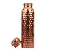 Bouteille d'eau en cuivre - 1000 ml - Bouteille d'eau en cuivre pur polyvalente et adaptée aux voyages - Bouteille de boisson en cuivre ayurvédique pour femmes et hommes - Design à large ouverture - |
