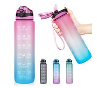 Bouteille D'Eau En Matériau Tritan 1l Avec Couvercle De Rebond, Rappel D'Échelle De Temps, Tasse Givrée Anti-Fuite Pour Sports De Plein Air, Fitness