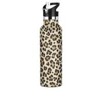 Bouteille d'eau en métal beige à paillettes pour enfants, sans BPA, avec poignée, double paroi, isolée sous vide, pour eau, lait, jus, école, camping, sport