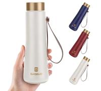 Bouteille d'eau en métal de 400 ml pour boissons chaudes, bouteille d'eau isotherme en acier inoxydable, bouteilles d'eau froide (blanc)