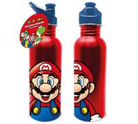 Bouteille d'eau en métal Super Mario (design Mario) - 700 ml - Bouteille d'eau pour filles et garçons - Produit officiel - Noir