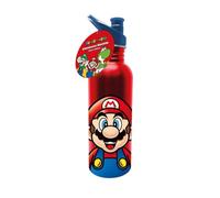 Bouteille d'eau en métal Super Mario (design Mario) - 700 ml - Bouteille d'eau pour filles et garçons - Produit officiel - Noir
