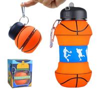 Bouteille d'eau en Silicone pour le Basketball,Gourde pour enfants Bouteille d'eau de Sport Pliable sans BPA Avec Mousqueton 550ml pour Extérieur Portable Jeux scolaires Passe au Lave-vaisselle