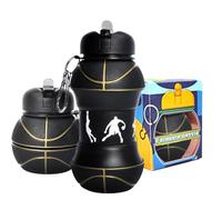 Bouteille d'eau en Silicone pour Le Sport,Gourde Enfant Rétractable 550 ML,Bouteille d'eau pliable et pliable avec buse d'aspiration,sans BPA,Forme de football pour enfants et adolescents (Style 4)