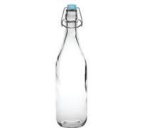 Olympia Bouteille en verre GG930 – 1 L, bouchon et couvercles rabattables transparents – Lot de 6
