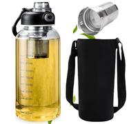 Bouteille D'eau En Verre Borosilicate Avec Filtre, Grosse Gourde Verre Borosilicaté, 1.5L Bouteille À Thé Avec Passoire, Avec Filtre Et Couvercle, Anti Fuite Sans Bpa, Réutilisable Pour Boissons Jus